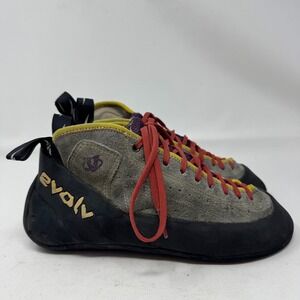 Evolv Climbing Shoes Men's Lace Up Gray Red Yellow Size 12.5 US
